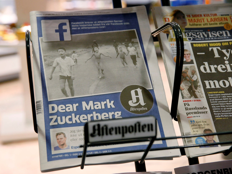 Премьер-министр Норвегии Эрна Сульберг призвала Facebook пересмотреть правила публикации контента после того, как модераторы соцсети удалили со страницы крупнейшей в стране газеты Aftenposten знаменитую фотографию Ника Ута