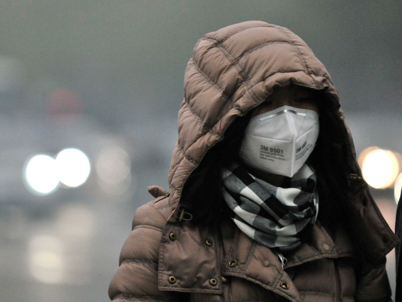 Китайская полиция пресекла акцию протеста против грязного воздуха, во время которой на скульптуры надели тканевые маски