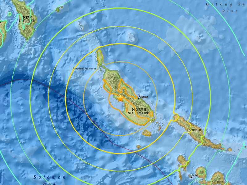 У берегов Папуа - Новой Гвинеи произошло землетрясение магнитудой 7,9