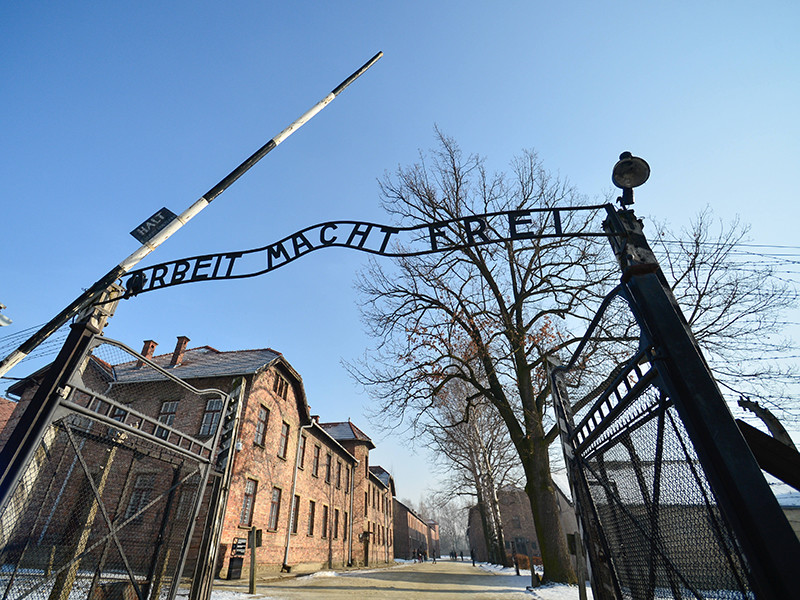 11 молодых людей из Польши, Белоруссии и Германии в возрасте от 20 до 27 лет устроили акцию на территории бывшего концлагеря Аушвиц-Биркенау (Освенцим)