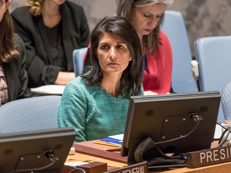 Постоянный представитель США при ООН Никки Хейли на заседании Совета безопасности заявила, что давление Совбеза нужно оказывать на власти России, а не Сирии