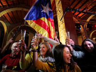 Сторонники независимости Каталонии празднуют итоги выборов в региональный парламент