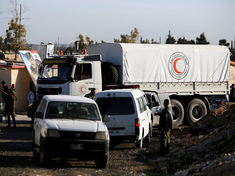 Центр по примирению враждующих сторон (ЦПВС) в Сирии сообщил об успешном возвращении конвоя международных гуманитарных организаций из Восточной Гуты