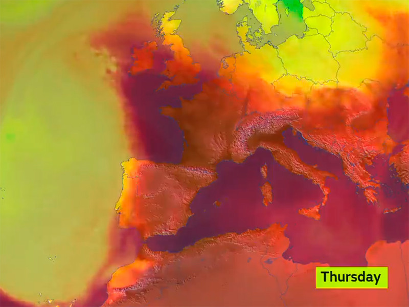 Европа продолжает страдать от аномальной для июня жары, пришедшей из Сахары. Самая тяжелая ситуация наблюдается в южных районах Европы, где температура воздуха может подняться до 45°C. А в Каталонии природный пожар может стать сильнейшим за последние 20 лет