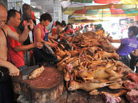 Фото: мясо собак на рынке в городском округе Юйлинь в Гуанси-Чжуанском автономном районе КНР