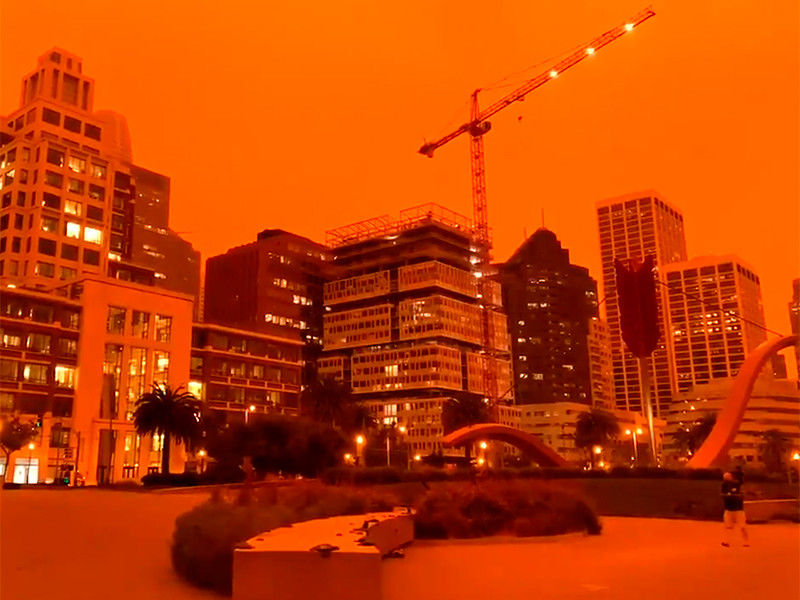 Апокалиптические марсианские пейзажи в Сан-Франциско: город накрыла оранжевая пелена