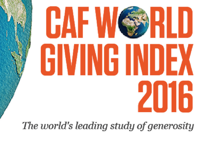 В общемировом рейтинге благотворительности World Giving Index 2016 Россия поднялась на 126-е место
