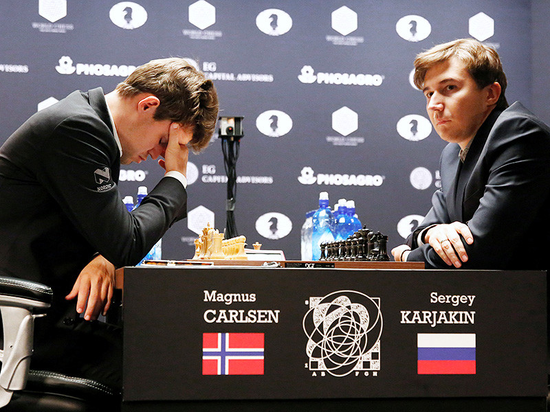 Карякин и Карлсен в битве за шахматную корону выдали седьмую ничью подряд
