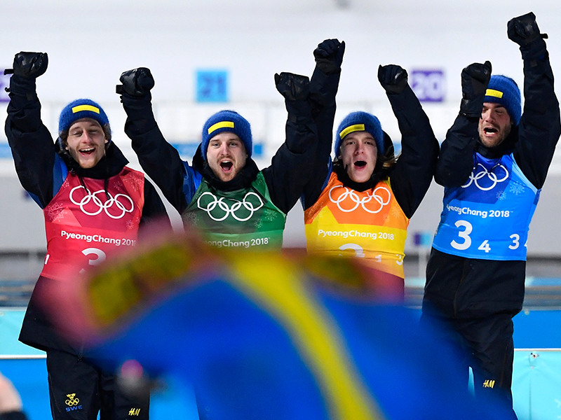 Шведские биатлонисты впервые выиграли эстафету на Олимпиаде