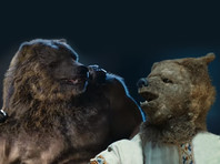 Антон Пампушный в роли Арсуса превращается в медведя с пулеметом, отчаянно напоминающего Иванушку из сказки Александра Роу 1965 года "Морозко"