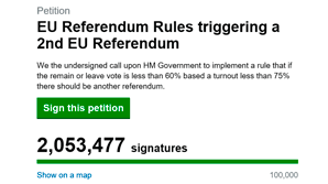 Петиция о втором референдуме по Brexit набрала за сутки 2 млн подписей